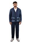 Buy_Raw & Rustic By Niti Bothra_Blue Tencel, Denim Patchwork Dark River Flow Shacket _Online_at_Aza_Fashions