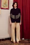 Shop_Nika 1.0_Black Mandarin Collar Carrie String Cape _at_Aza_Fashions