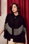 Buy_Nika 1.0_Black Mandarin Collar Carrie String Cape _at_Aza_Fashions