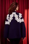 Shop_Nika 1.0_Navy High Neck Nora Applique Cape _at_Aza_Fashions