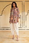 Rainas Multi Color Cotton, Silk, Satin Jodhpur Sands Printed Top And Dhoti Pant Set Online at Aza Fashions Rainas_Multi Color Cotton, Silk, Satin Jodhpur Sands Printed Top And Dhoti Pant Set _Online_at_Aza_Fashions