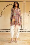 Shop Rainas Multi Color Cotton, Silk, Satin Jodhpur Sands Printed Top And Dhoti Pant Set Online at Aza Fashions Shop_Rainas_Multi Color Cotton, Silk, Satin Jodhpur Sands Printed Top And Dhoti Pant Set _Online_at_Aza_Fashions