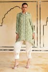 Buy_Rainas_Green Cotton, Silk, Satin Beads, Sequins, Rajasthan Rust Top And Dhoti Pant Set _at_Aza_Fashions