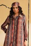 Rainas_Orange Cotton, Silk, Satin Embroidery Pushkar Sunset Printed Top And Pant Set _at_Aza_Fashions