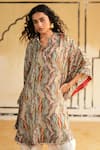 Buy_Rainas_Multi Color Cotton, Silk, Satin Golden Dunescape Kaftan Top And Dhoti Pant Set 