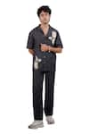 Shop_Raw & Rustic By Niti Bothra_Black Tencel, Denim Patchwork, Embroidery Vintage Shirt 