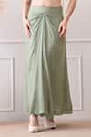 Peenacolada_Green Crepe Embroidery, Sequins, Zari Square Floral Pattern Cape And Skirt Set _Online_at_Aza_Fashions