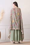 Shop_Peenacolada_Green Crepe Embroidery, Sequins, Zari Square Floral Pattern Cape And Skirt Set _at_Aza_Fashions