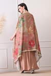 Shop_Peenacolada_Pink Chinon, Crepe Embroidery, Sequins, Zari Floral Pattern Cape And Skirt Set _at_Aza_Fashions