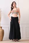 Peenacolada_Pink Chiffon, Crepe Embroidery, Sequins, Zari Floral Pattern Cape And Skirt Set _Online_at_Aza_Fashions