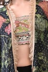 Peenacolada_Pink Chiffon, Crepe Embroidery, Sequins, Zari Floral Pattern Cape And Skirt Set _Online