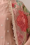 Buy_Peenacolada_Peach Chinon, Crepe Embroidery, Sequins, Zari Floral Pattern Cape And Skirt Set 