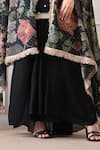 Buy_Peenacolada_Black Crepe Embroidery, Sequins, Lace Round Floral Pattern Cape And Skirt Set 