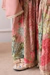 Peenacolada_Peach Chinon Embroidery, Sequins, Zari Round Butti Pattern Kurta With Gharara _at_Aza_Fashions