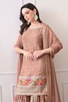 Shop_Peenacolada_Peach Chinon Embroidery, Sequins, Zari Round Butti Pattern Kurta With Gharara 