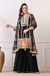 Buy_Peenacolada_Black Crepe Embroidery, Sequins, Zari, Lace, Fringe Floral Pattern Kurta Set _Online_at_Aza_Fashions