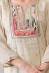 Buy_Peenacolada_Cream Crepe, Chiffon Embroidery, Sequins, Zari Split Floral Pattern Kurta Set _Online_at_Aza_Fashions