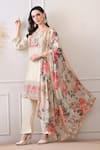 Shop_Peenacolada_Cream Crepe, Chiffon Embroidery, Sequins, Zari Split Floral Pattern Kurta Set 