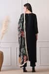 Shop_Peenacolada_Black Chinon, Crepe Embroidery, Sequins, Zari, Lace Floral Pattern Kurta Set _at_Aza_Fashions