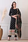 Buy_Peenacolada_Black Chinon, Crepe Embroidery, Sequins, Zari, Lace Floral Pattern Kurta Set _at_Aza_Fashions