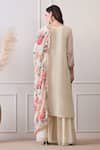 Shop_Peenacolada_Cream Chinon, Crepe, Chiffon Embroidery, Sequins, Zari, Floral Pattern Kurta Set _at_Aza_Fashions