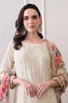 Buy_Peenacolada_Cream Chinon, Crepe, Chiffon Embroidery, Sequins, Zari, Floral Pattern Kurta Set 