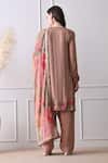 Shop_Peenacolada_Peach Chinon, Crepe Embroidery, Sequins, Zari Split Floral Pattern Kurta Set _at_Aza_Fashions