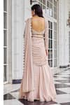Shop_Nidhika Shekhar_Pink Chiffon Pearls, Sequins, Mirrors, Umang Pre-draped Saree With Blouse _at_Aza_Fashions