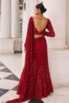 Shop_Nidhika Shekhar_Red Georgette, Net Surkh Umang Laal Embroidered Pre-draped Lehenga Saree Set _at_Aza_Fashions
