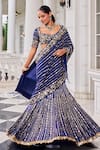 Nidhika Shekhar_Blue Crepe Embroidery, Mirrors, Sequins, Shaadmani Pre-draped Lehenga Saree Set _at_Aza_Fashions