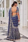 Shop_Nidhika Shekhar_Blue Crepe Embroidery, Mirrors, Sequins, Shaadmani Pre-draped Lehenga Saree Set _at_Aza_Fashions
