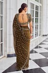 Shop_Nidhika Shekhar_Green Georgette Sequins, Embroidery, Zari, Suheri Ullaas Pre-draped Saree Set _at_Aza_Fashions