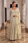 Buy_Nidhika Shekhar_Gold Organza, Net Pearls, Sequins, Umang Embroidered Anarkali With Dupatta _at_Aza_Fashions