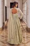Shop_Nidhika Shekhar_Gold Organza, Net Pearls, Sequins, Umang Embroidered Anarkali With Dupatta _at_Aza_Fashions