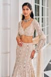 Buy_Nidhika Shekhar_Pink Georgette, Net Pearls, Sequins, Mirrors, Harsh O Ullas Lehenga Set _Online_at_Aza_Fashions