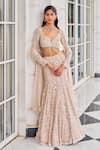 Buy_Nidhika Shekhar_Pink Georgette, Net Pearls, Sequins, Mirrors, Harsh O Ullas Lehenga Set 