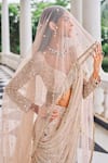 Shop_Nidhika Shekhar_Pink Georgette, Net Pearls, Sequins, Mirrors, Harsh O Ullas Lehenga Set 