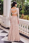 Shop_Nidhika Shekhar_Pink Georgette, Net Pearls, Sequins, Mirrors, Harsh O Ullas Lehenga Set _at_Aza_Fashions