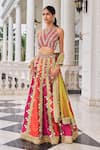 Buy_Nidhika Shekhar_Pink Silk, Net Embroidery, Mirrors, Sequins, Prakash E Ullas Lehenga Set _Online_at_Aza_Fashions