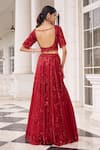 Shop_Nidhika Shekhar_Red Organza, Net Embroidery, Sequins, Tassels, Ullas E Pramod Lehenga Set _at_Aza_Fashions