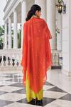 Shop_Nidhika Shekhar_Orange Crepe, Silk Embroidery, Sequins, Stones Round Ullusat Cape And Skirt Set _at_Aza_Fashions