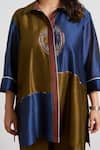 Vaaya Blue Chanderi Silk Embroidery, Beads, Sequins Color Block Shirt With Pant at Aza Fashions Vaaya_Blue Chanderi Silk Embroidery, Beads, Sequins Color Block Shirt With Pant _at_Aza_Fashions