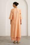 Shop_Vaaya_Peach , Chanderi, Organza Gota Patti, Embroidery, Sherbet Kurta Set _at_Aza_Fashions