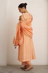 Vaaya_Peach , Chanderi, Organza Gota Patti, Embroidery, Sherbet Kurta Set _at_Aza_Fashions