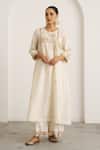 Buy_Vaaya_Ivory Silk, Silk, Gota Patti, Embroidery, Kurta With Pant _Online_at_Aza_Fashions