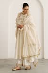 Vaaya_Ivory Silk, Silk, Gota Patti, Embroidery, Kurta With Pant _at_Aza_Fashions