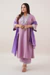 Buy_Vaaya_Lavender , Chanderi, Organza Gota Patti, Mirrors Embroidered Kurta Set _at_Aza_Fashions