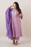 Shop_Vaaya_Lavender , Chanderi, Organza Gota Patti, Mirrors Embroidered Kurta Set _at_Aza_Fashions