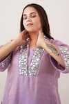 Vaaya_Lavender , Chanderi, Organza Gota Patti, Mirrors Embroidered Kurta Set _Online_at_Aza_Fashions