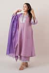 Buy_Vaaya_Lavender , Chanderi, Organza Gota Patti, Mirrors Embroidered Kurta Set _Online_at_Aza_Fashions